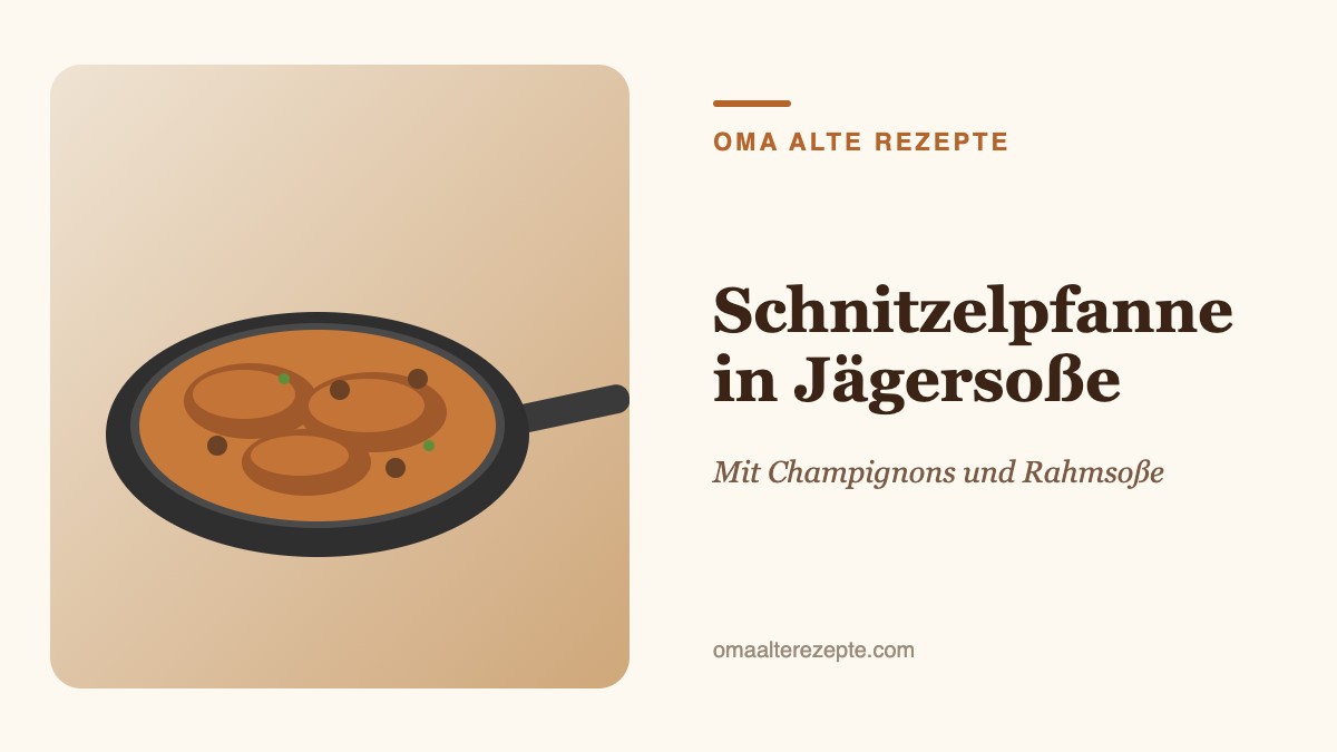 Illustration: große Pfanne mit Schnitzeln und Pilzsoße