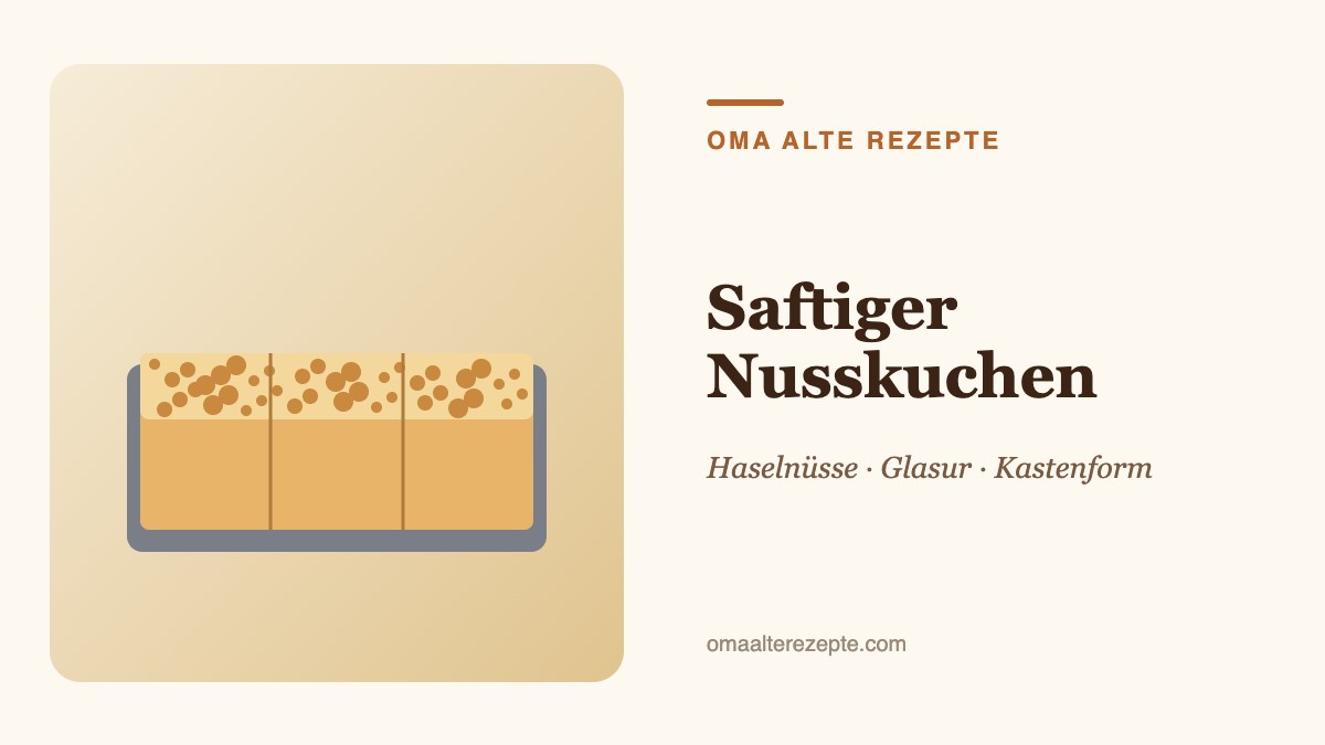 Illustration eines Nusskuchens in Kastenform mit weißer Zuckerglasur