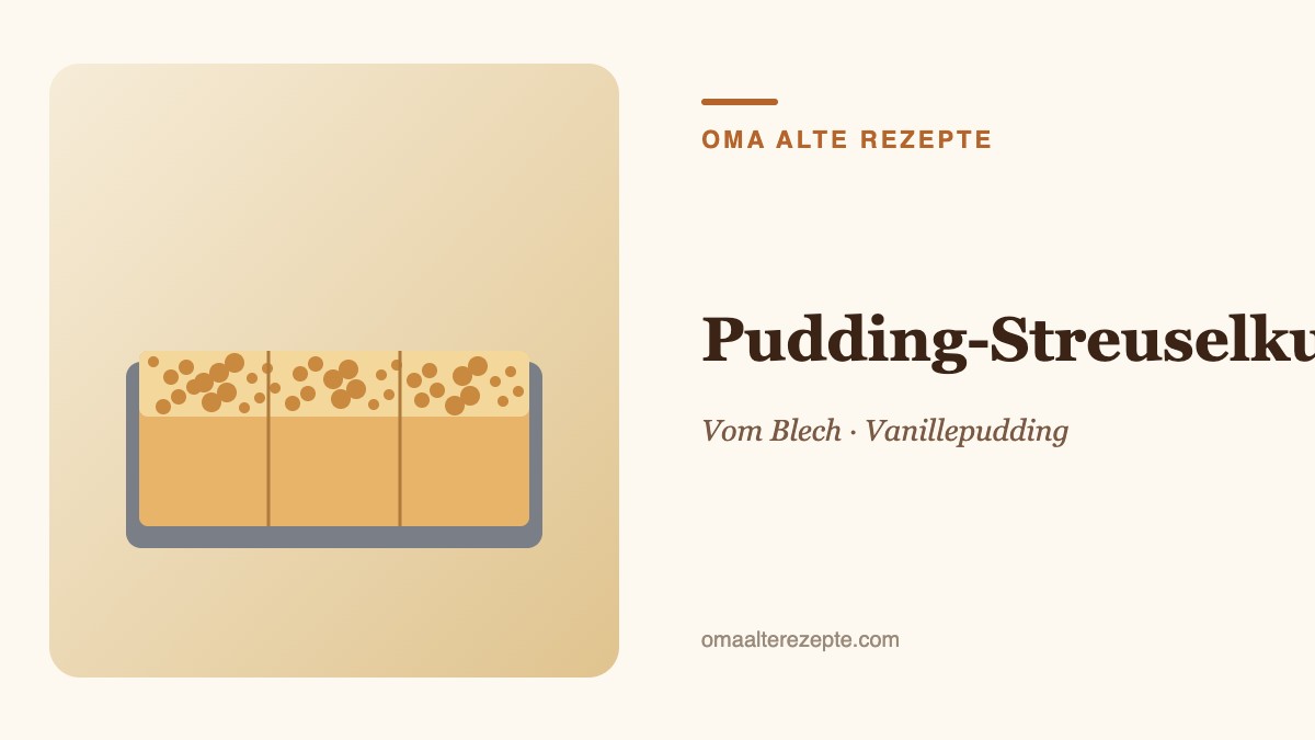 Illustration eines Blechkuchens mit Streuseln und Vanillepudding-Klecksen
