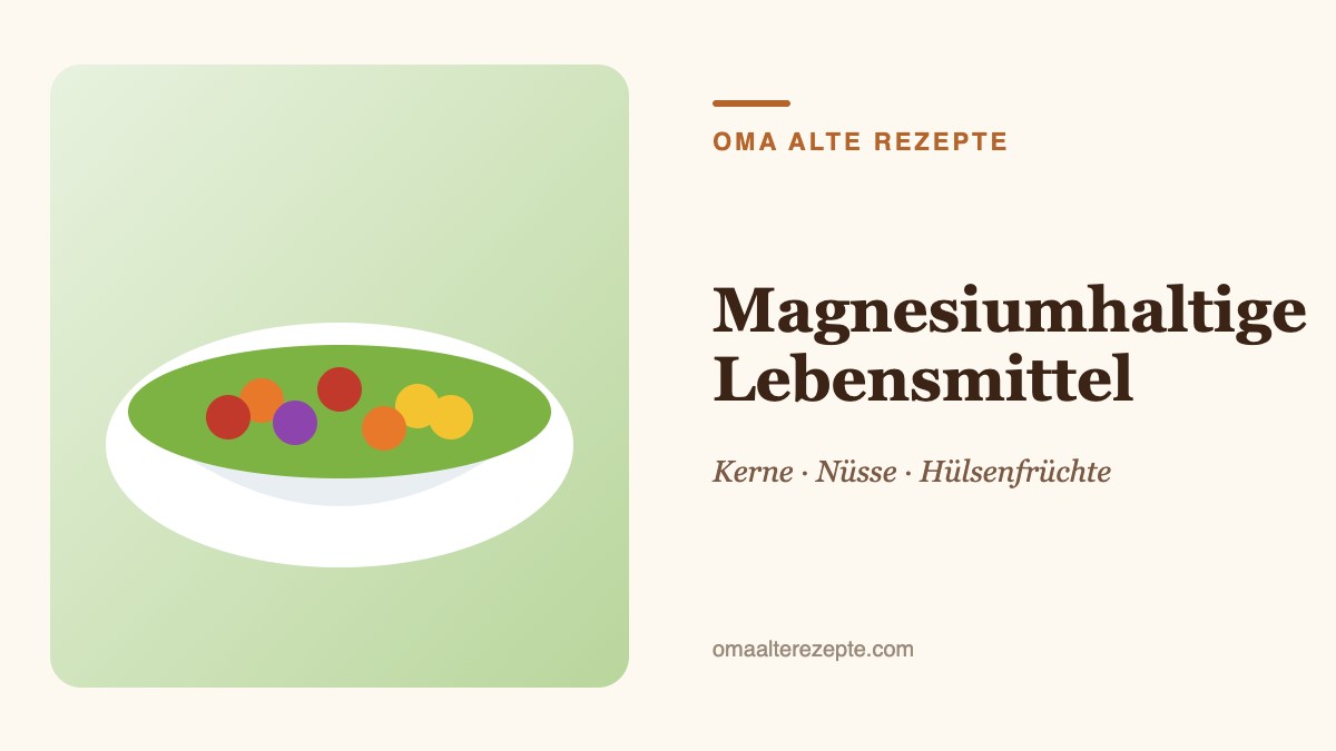 Illustration von Kürbiskernen, Mandeln, Bohnen, Spinat, Avocado und dunkler Schokolade