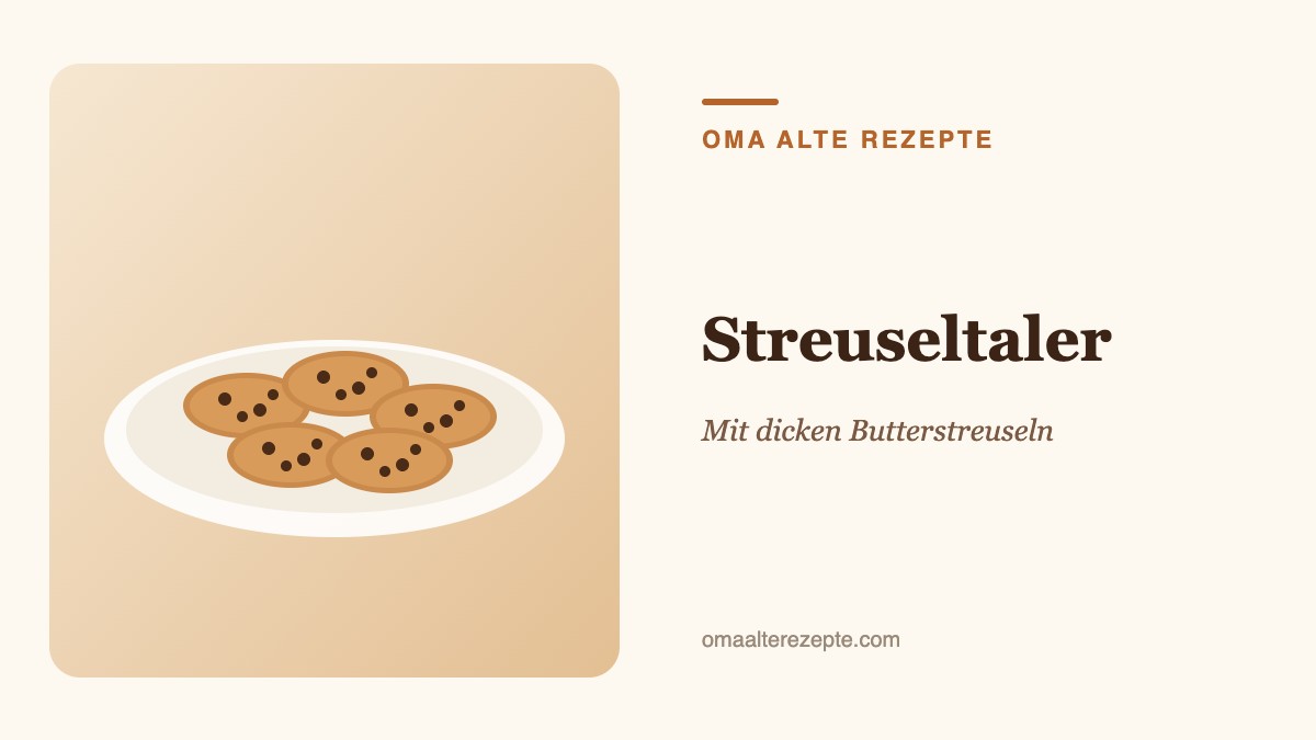 Illustration: runde Gebäckstücke mit Streuseln auf einem Teller