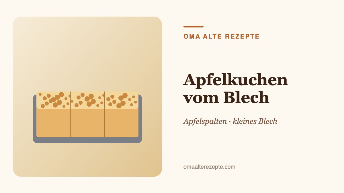 Illustration eines Blechkuchens mit fächerförmig gelegten Apfelspalten