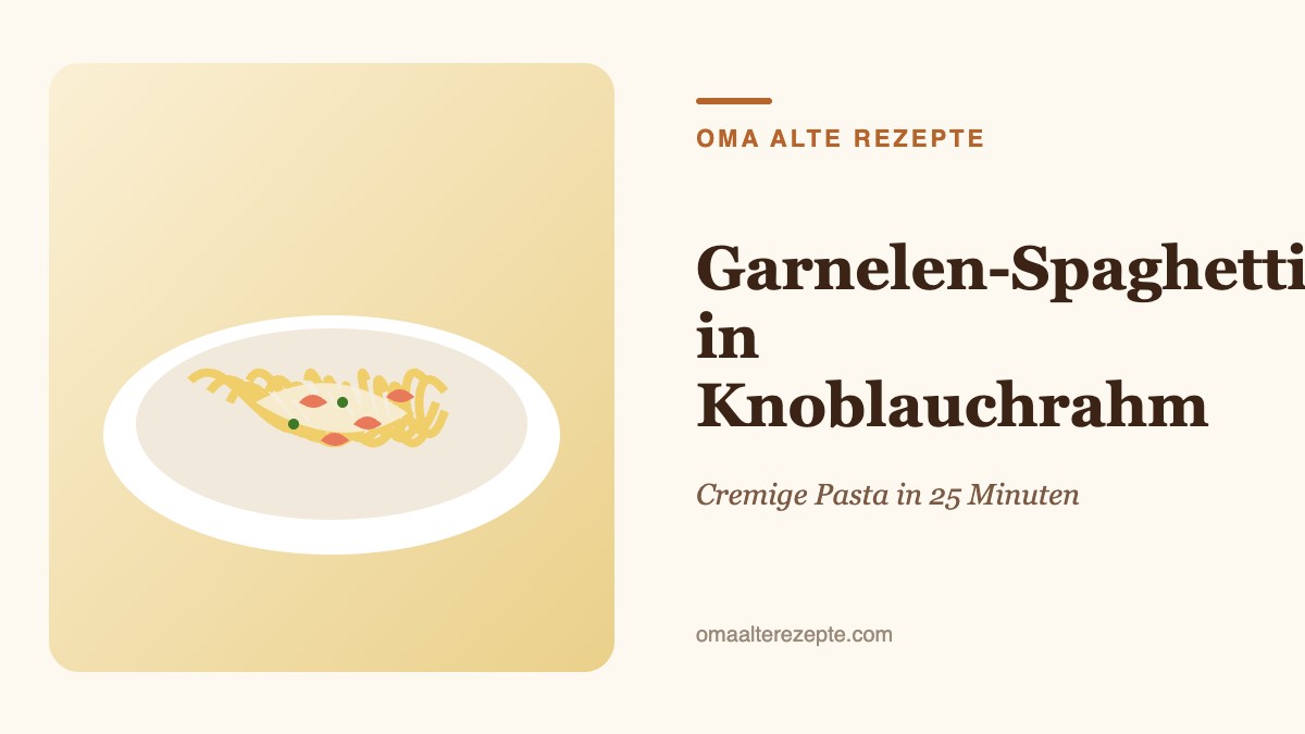Illustration: Teller mit Spaghetti, Garnelen und Kräutern