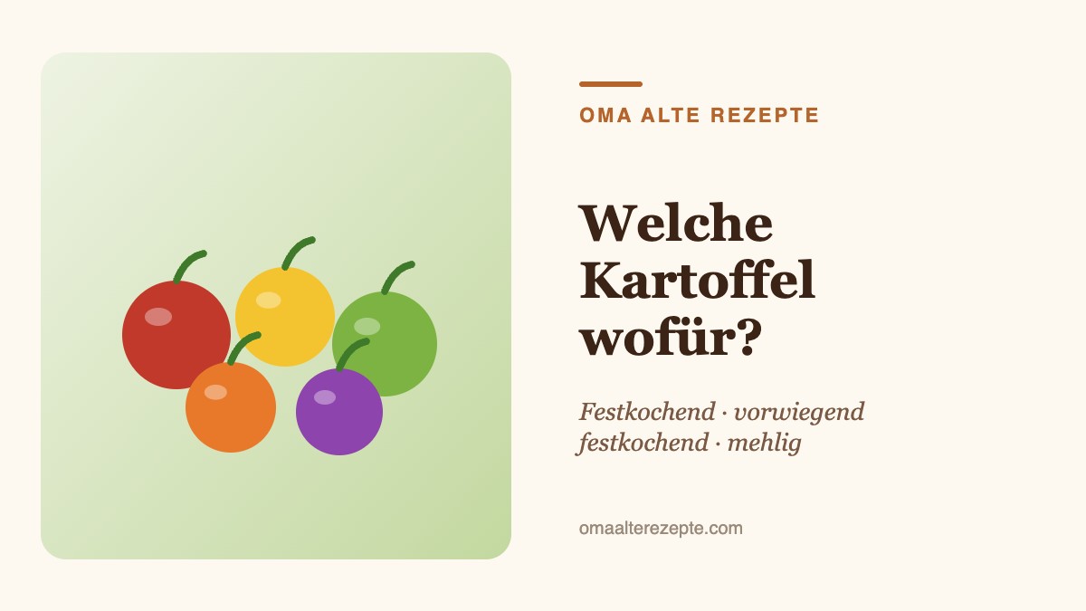 Illustration verschiedener Kartoffeln in einem Korb mit Kochtopf