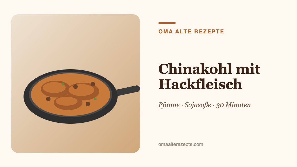 Illustration einer Pfanne mit Chinakohlstreifen, Hackfleisch und Möhren
