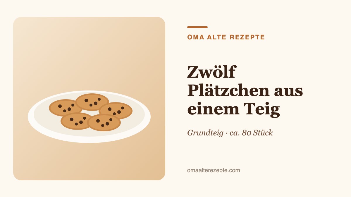Illustration eines Tellers mit vielen verschiedenen Weihnachtsplätzchen