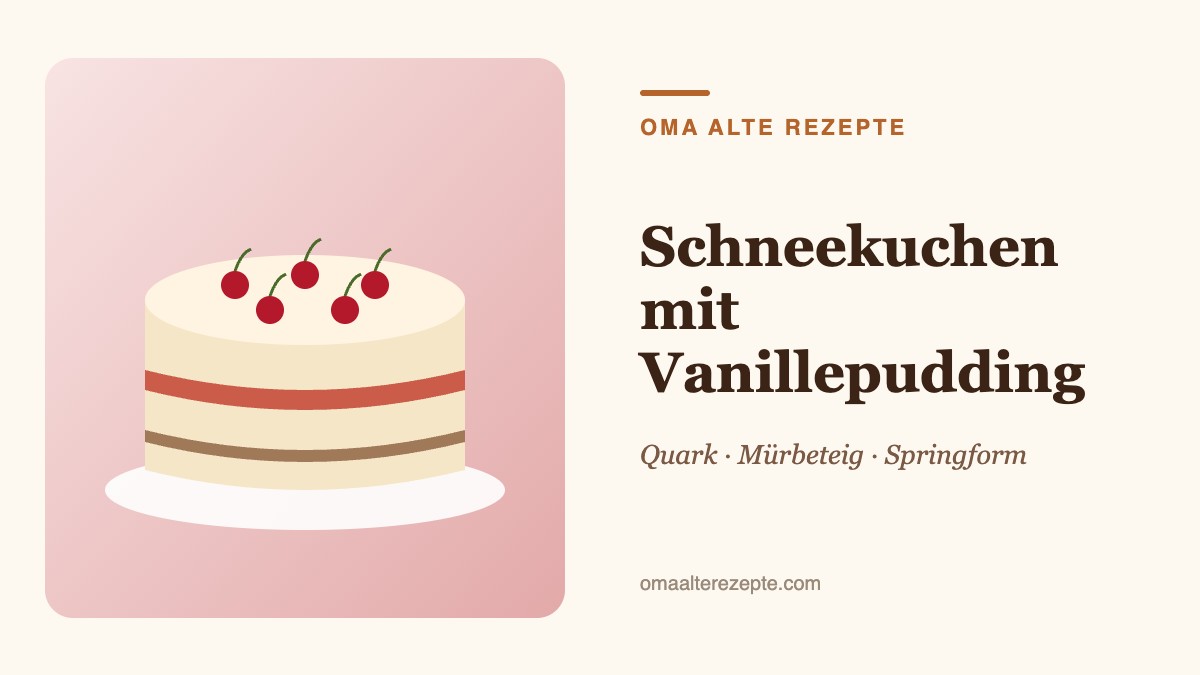 Illustration eines hellen Quark-Pudding-Kuchens mit Puderzucker wie Schnee