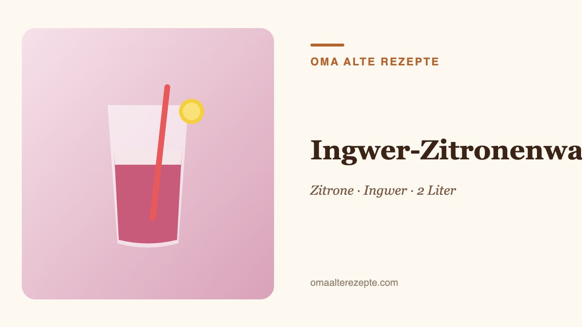Illustration eines Glaskrugs mit Wasser, Zitronenscheiben und Ingwer
